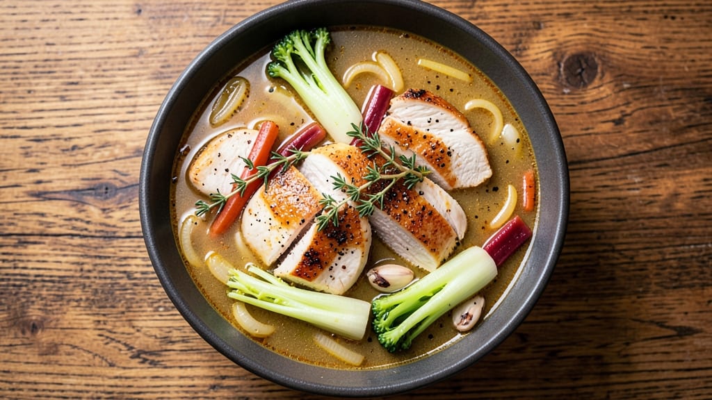 ABC Chicken Soup Recipe: Herb-Infused Velouté with Crispy Celery Crowns