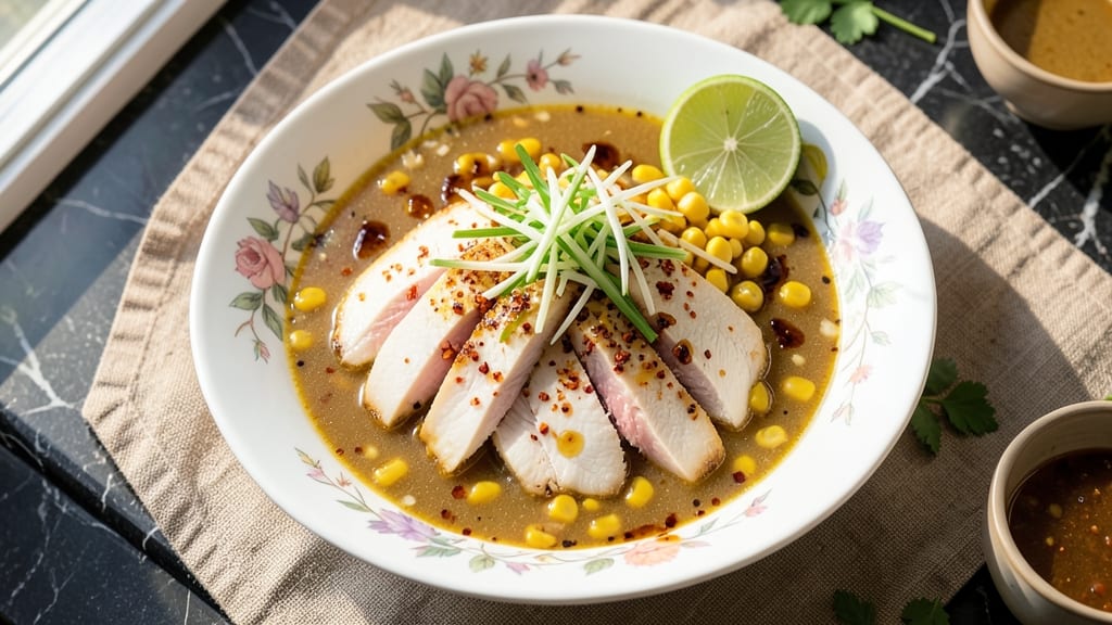 Asian Chicken and Corn Soup Recipe: Fragrant Ginger-Lime Broth with Silky Noodles