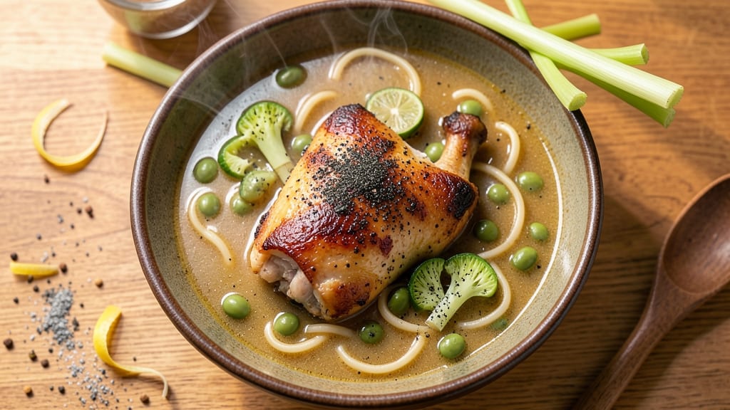 Ash Iranian Soup Recipe: Crisp Celery Crowns Over Spiced Herb Velout
