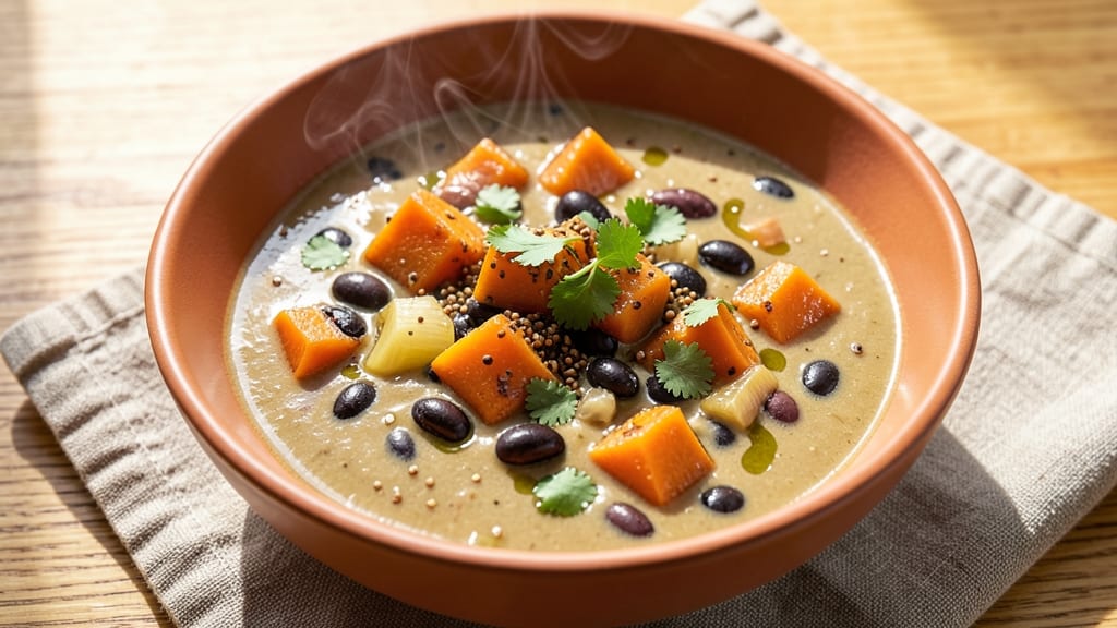 Black Bean and Butternut Squash Soup Recipe: Smoky-Sweet Depth With Crispy Celery Crowns