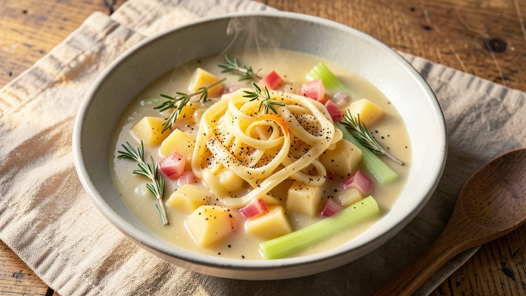 Bear Creek Cheddar Potato Soup Recipe: Crispy Celery Crowns Over Velvety Cheese Velout