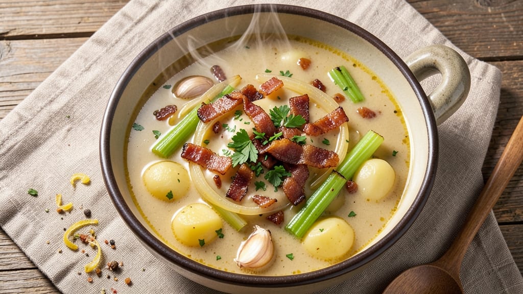 54th Street Bar and Grill Potato Soup Recipe: Smoky Bacon and Celery Crown Crisp in Every Spoonful