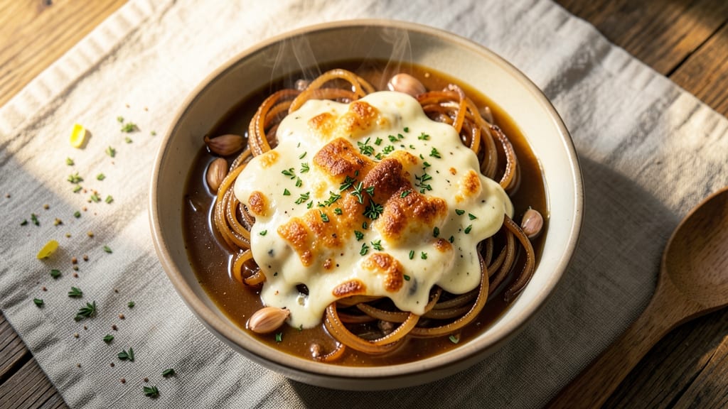 Applebee's French Onion Soup Copycat Recipe: Crispy Celery Crowns Over Smoky Garlic Velouté