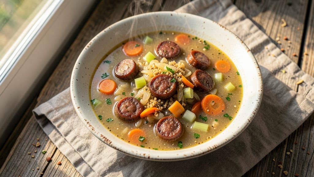 Bertucci's Italian Sausage Soup Recipe: Smoky Sausage and Celery Crown Crunch