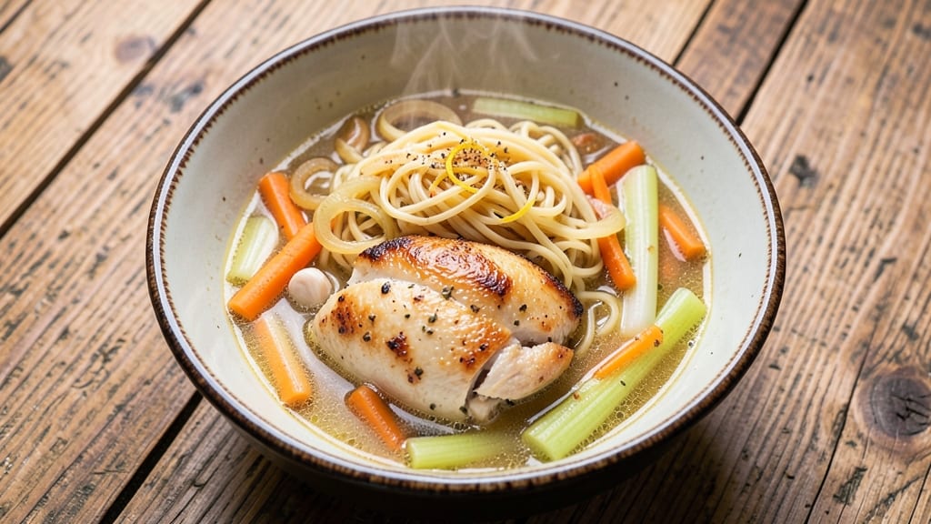 Binging With Babish Chicken Noodle Soup Recipe: Slow-Simmered Depth With Shaved Celery Crunch