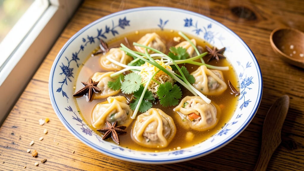 Asian Chicken Dumpling Soup Recipe: Wonton Wraps With Herbal Ginger Broth