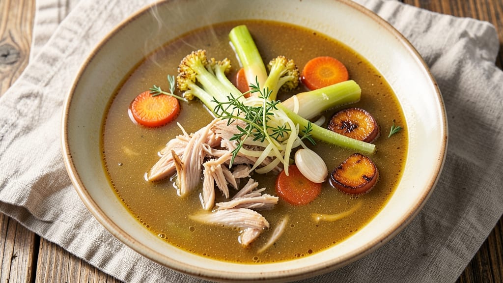 Alton Brown's Turkey Soup Recipe: Slow-Cooked Umami Depth With Celery Crown Crunch