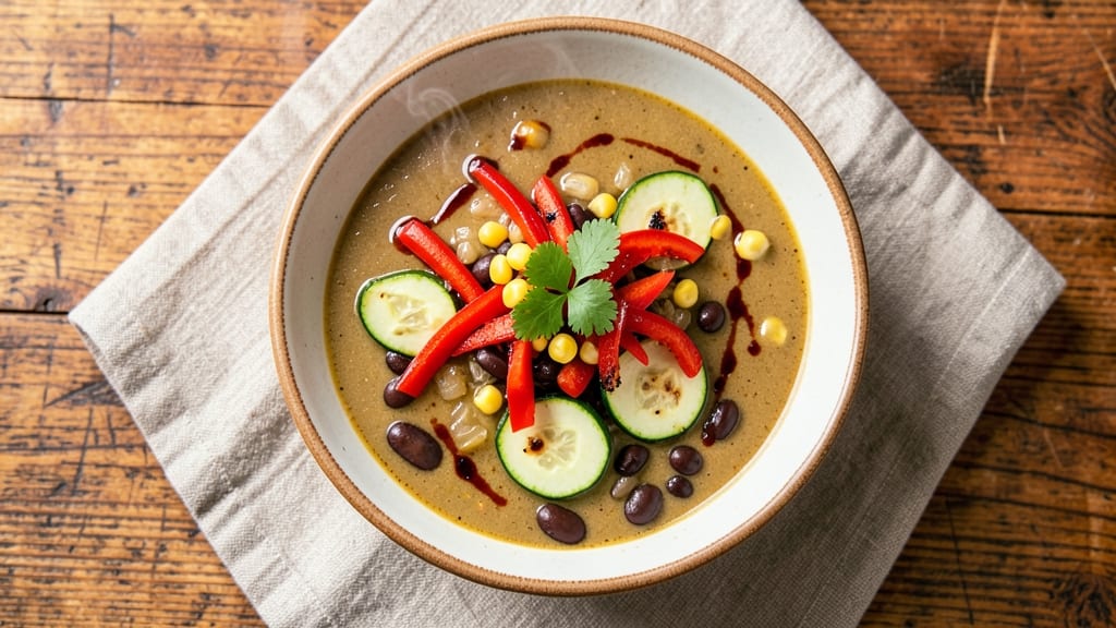 Amy's Southwestern Vegetable Soup Recipe: Smoky Black Bean and Corn Crunch Topped