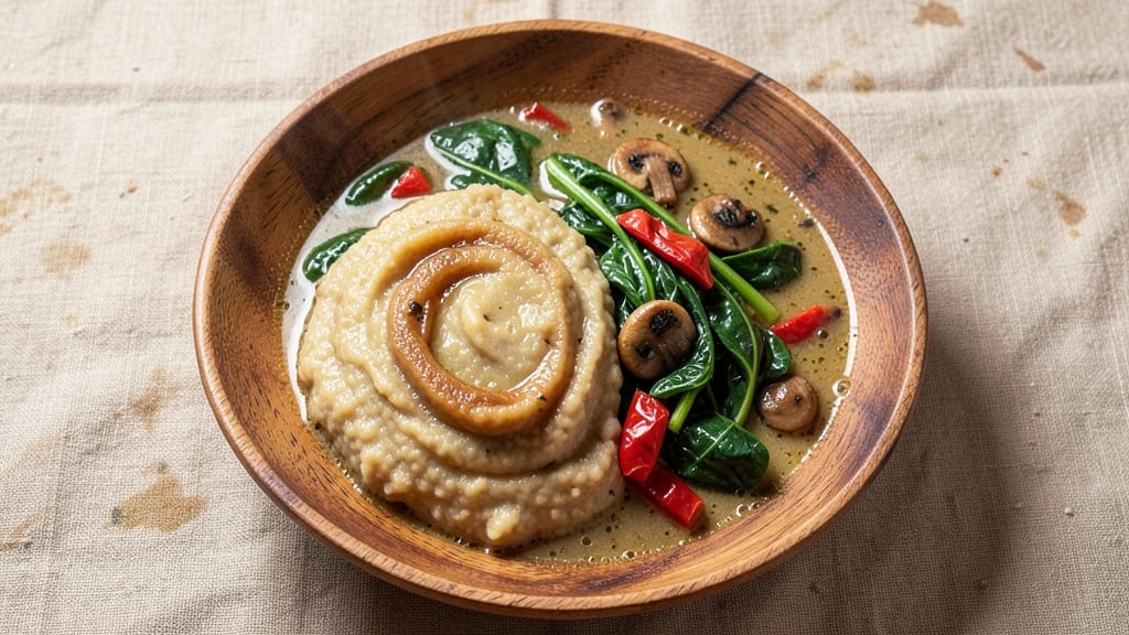 African Fufu and Soup Recipe: Stretchy Dough Meets Hearty Leafy Stew
