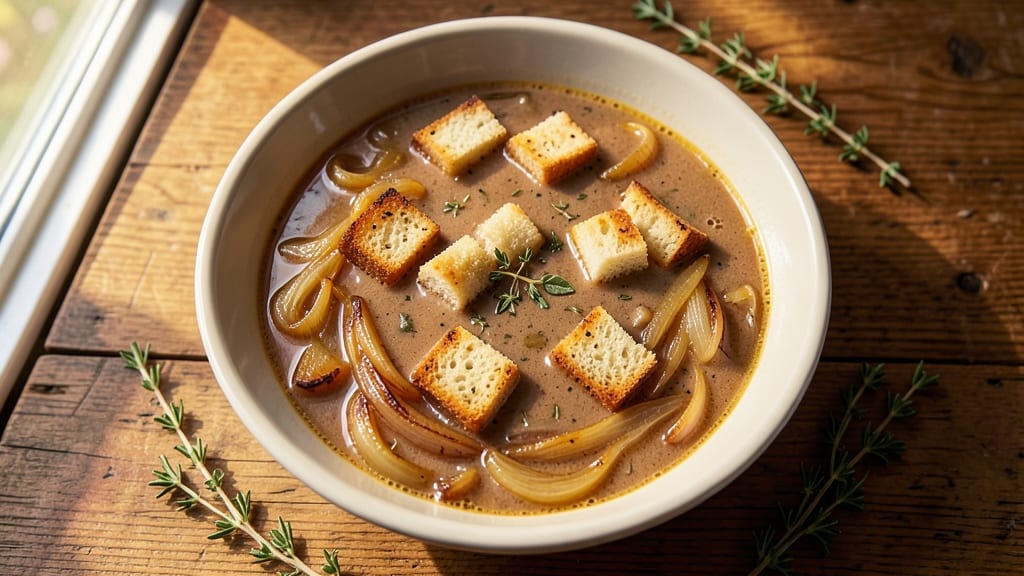 All-Day French Onion Soup Recipe: Slow-Simmered Depth With Crispy Celery Crowns