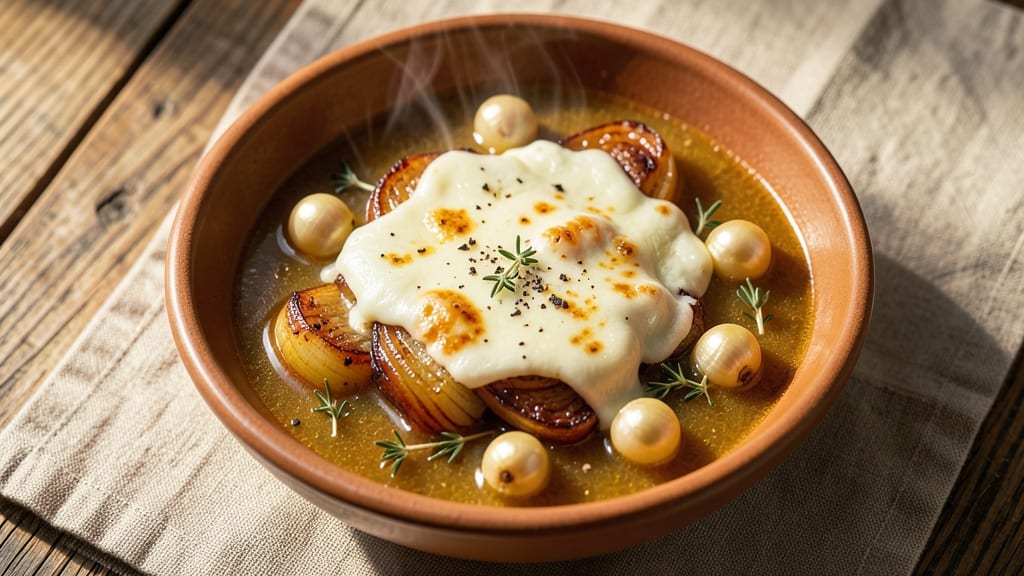 Best French Onion Soup Recipe: Caramelized Onions Over Creamy Gruyère Velouté