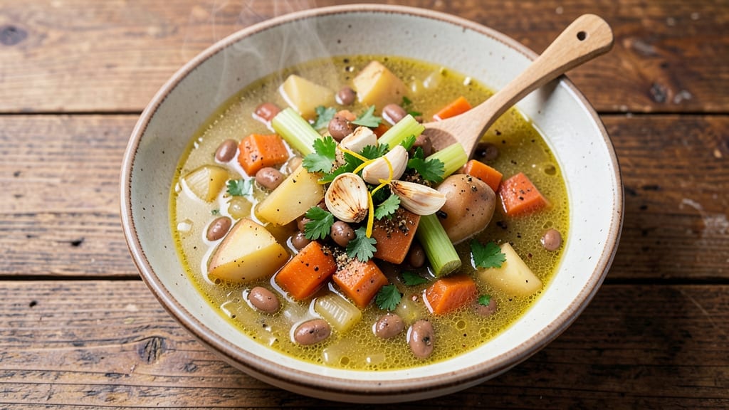 Amy's Chunky Vegetable Soup Copycat Recipe: Crisp Celery Crowns Amid Hearty Bean Velout