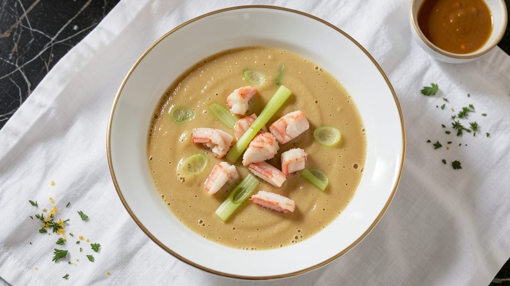 Annie's Cream Of Crab Soup Recipe: Crisp Celery Crowns Floating in Luxe Velouté