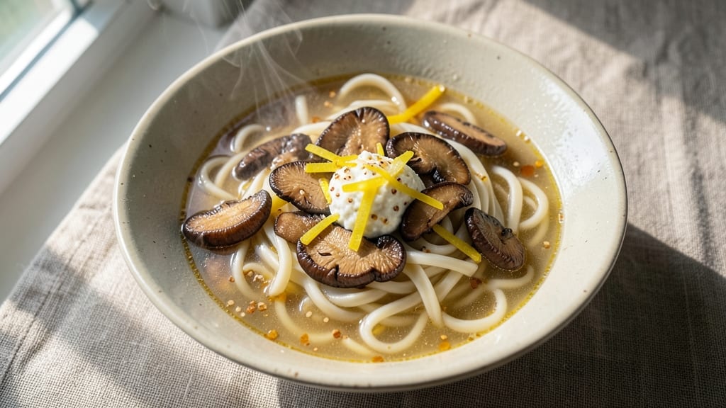Authentic Udon Noodle Soup Recipe: Slippery Rice Noodles in Miso-Ginger Broth