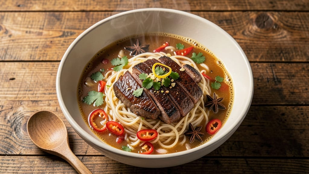 Beef Noodle Bowl Soup Recipe: Smoky Broth Meets Silky Rice Noodles