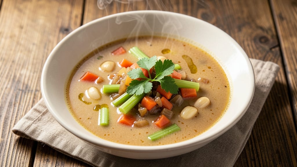Any Soup Recipe: One-Pot Warmth With Crispy Celery Crowns
