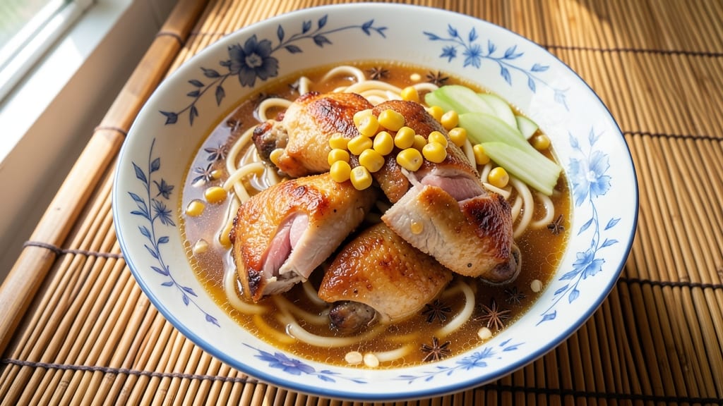 Authentic Chinese Chicken and Sweetcorn Soup Recipe: Fragrant Ginger-Garlic Broth with Silky Noodles