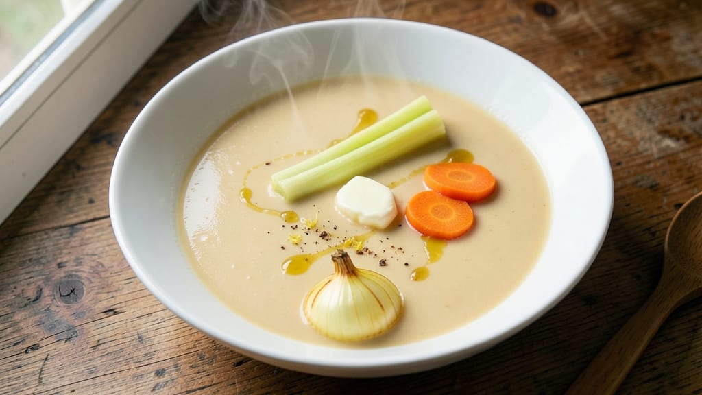 Low Fiber Creamy Celery Crown Soup Recipe: Gentle on Digestion, Crisp-Topped Comfort