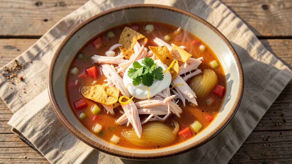 BJ's Chicken Tortilla Soup Copycat Recipe: Crispy Celery Crowns Over Anchovy-Parmesan Velout