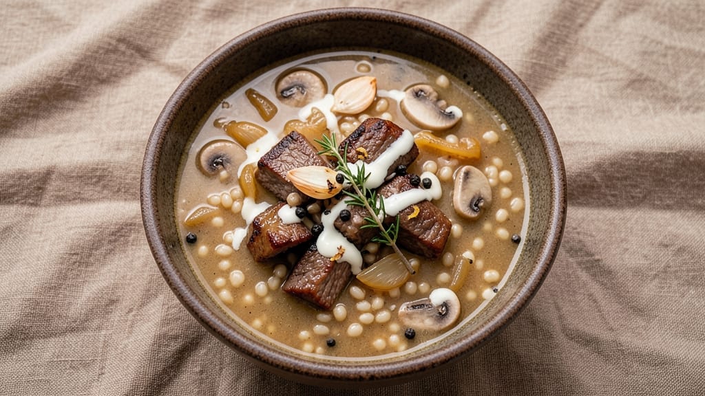 Beef Mushroom Barley Soup Slow Cooker Recipe: Umami-Rich Depth With Earthy Crunch